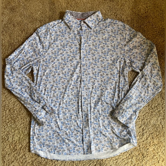 Daniel Hechter Men’s Size Large Dress Shirt Floral Office Business Button Cotton - Picture 2 of 5